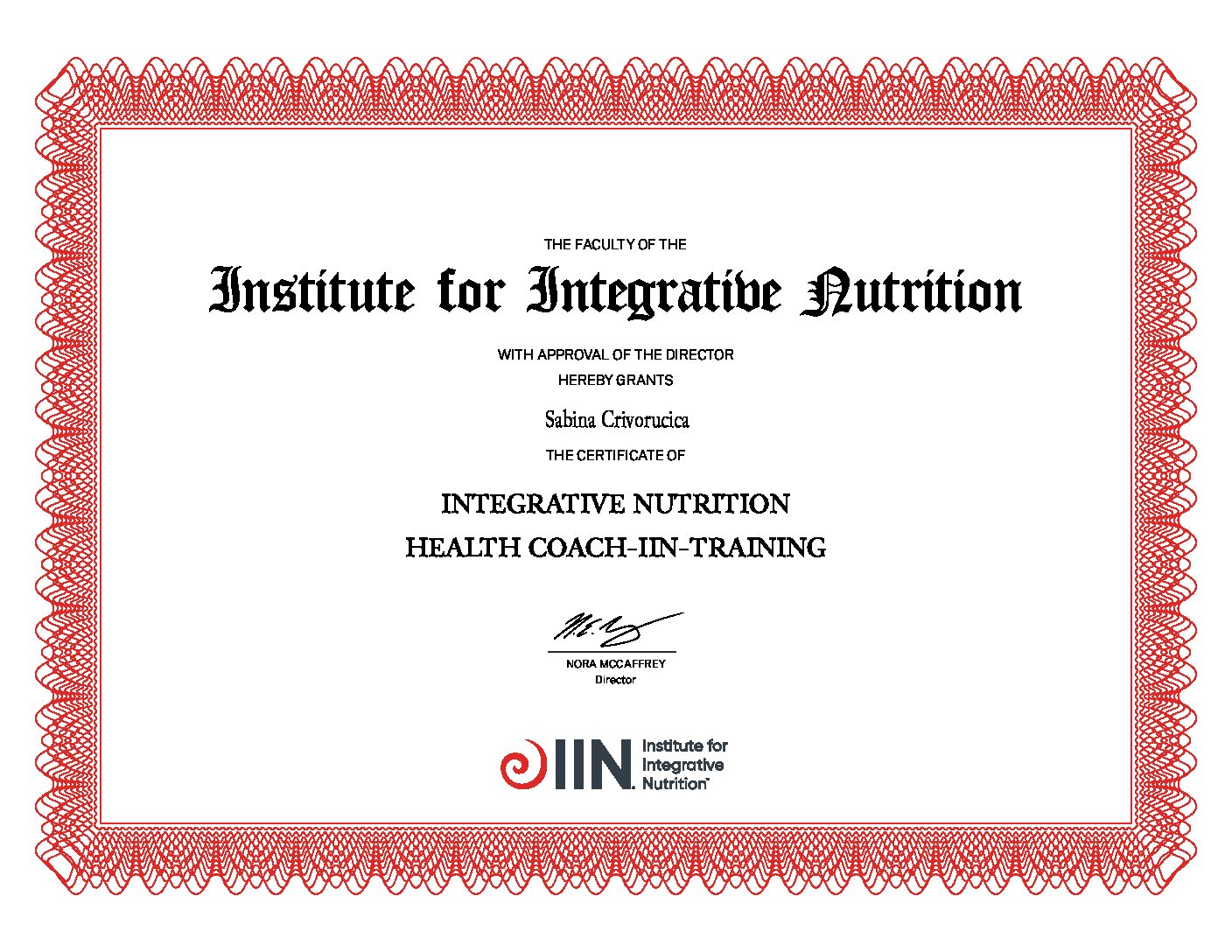 Coach-IIN-Training Certificate_Health Coach Training Program 2.0_Crivorucica